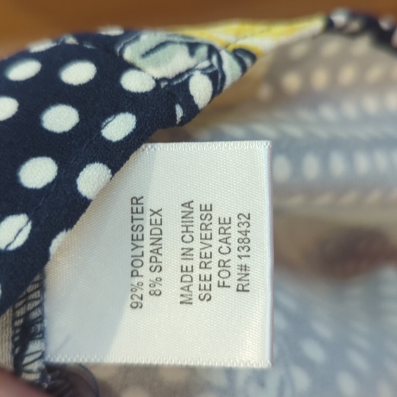 ModCloth Suspender Skirt Sz 2X Pockets Navy White Polka Dot Yellow Floral - Picture 4 of 6